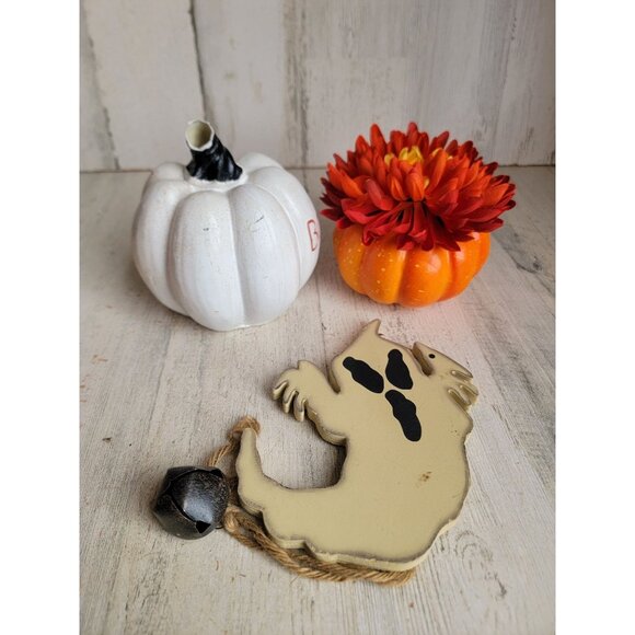 Pumpkin AS IS White orange flower ghost Halloween set decor - Picture 3 of 8